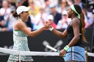 Coco Gauff pictured with Madison Keys (L) at the 2023 Rothesay International Eastbourne - Image Source: Getty